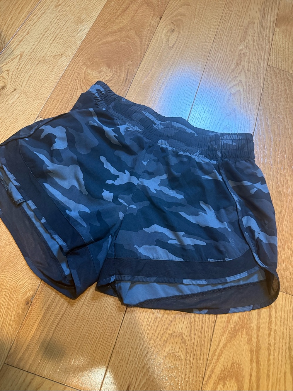 Athleta Black Mesh Racer Run Shorts